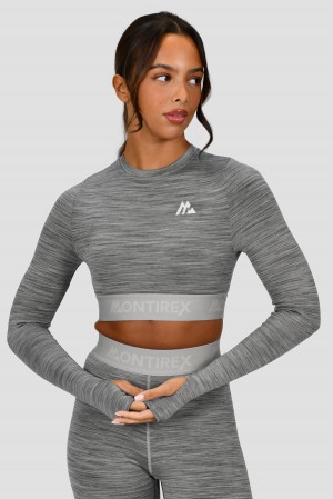 Basalt/Nocturnal/Storm Montirex Icon Lite Long Sleeve Crop Top | SZACV-6310