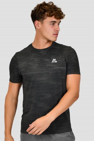 Black/Platinum Grey Montirex Glitch Seamless T-Shirt | HXMFS-1234