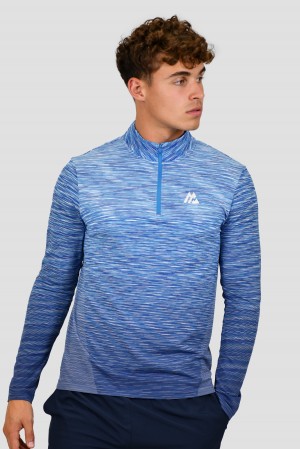 Blue/White Multi Montirex Trail Seamless 1/4 Zip | TKHRY-4621