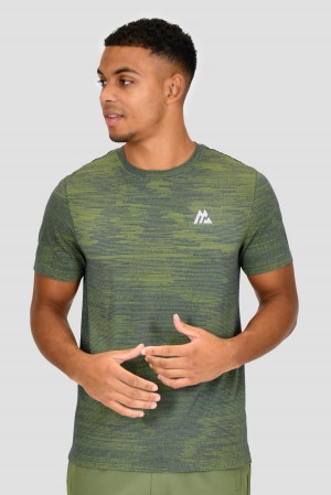Greyed Indigo/Electric Lime Montirex Glitch Seamless T-Shirt | GJWSE-6824