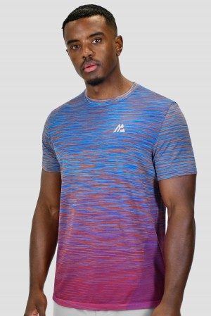 Neon Blue/Orange/Red Montirex Trail Seamless T-Shirt | HIUNS-9136