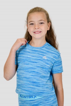 Neon Blue Multi Montirex Girls Trail Box T-Shirt | ICURA-7541