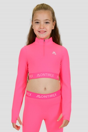 Neon Pink Montirex Girls Icon 1/4 Zip Top | IKNLB-0563