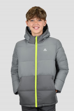 Platinum Grey/Cement Grey/Electric Lime Montirex Boys Spur Jacket | QDMVJ-0413