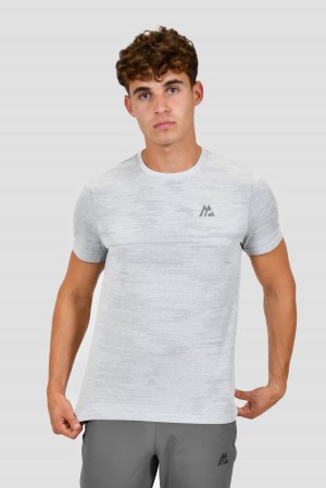 White/Platinum Grey Montirex Glitch Seamless T-Shirt | CQLKM-4351